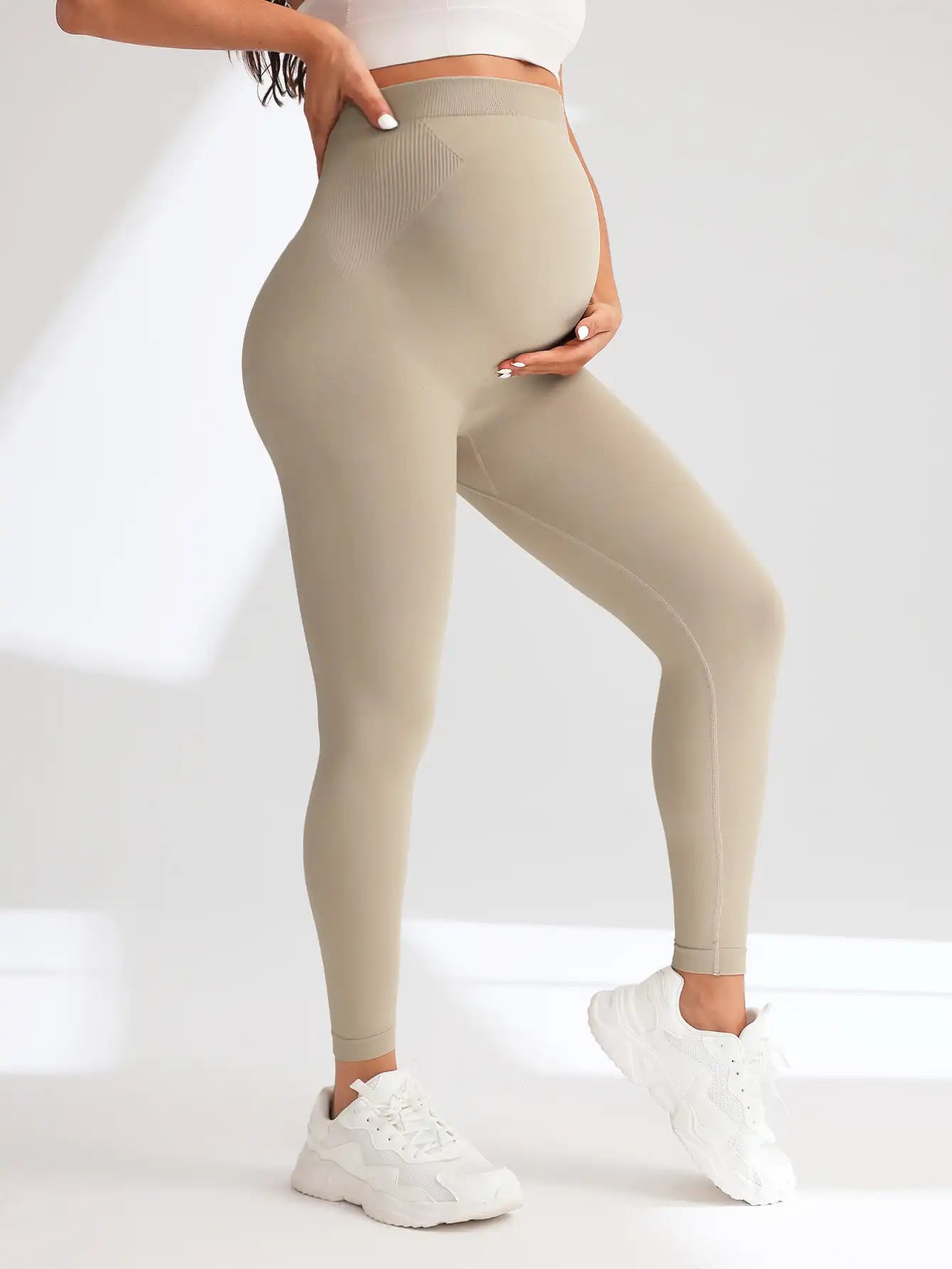 Maternity Support Leggings - Seamless High-Waisted Yoga Pants