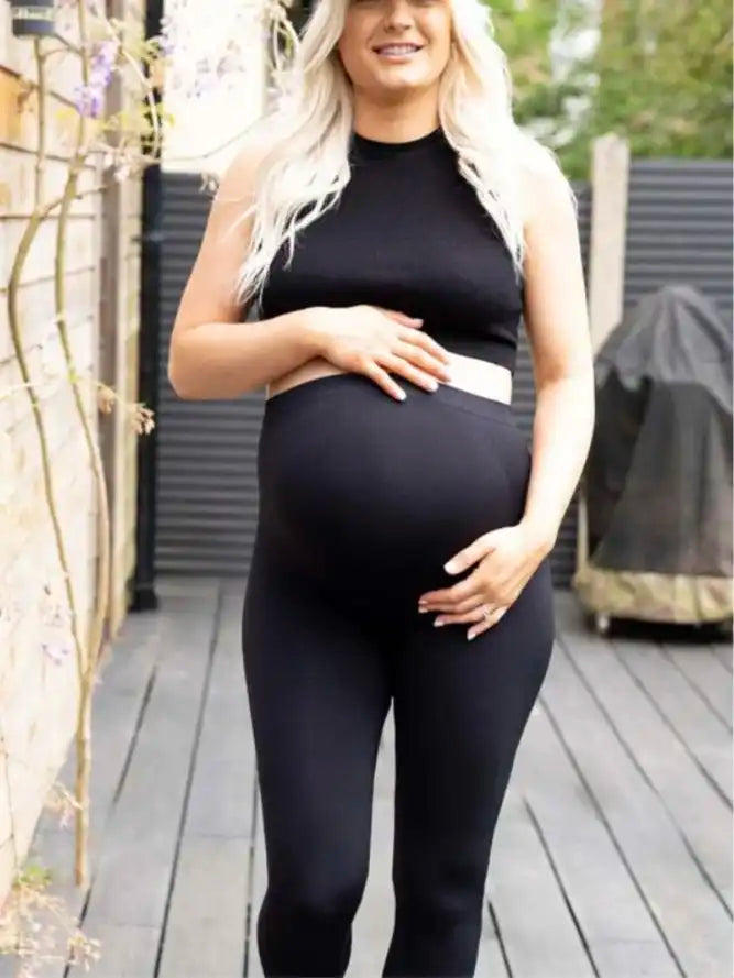 Maternity Support Leggings - Seamless High-Waisted Yoga Pants