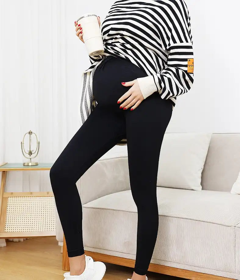Maternity Support Leggings - Seamless High-Waisted Yoga Pants