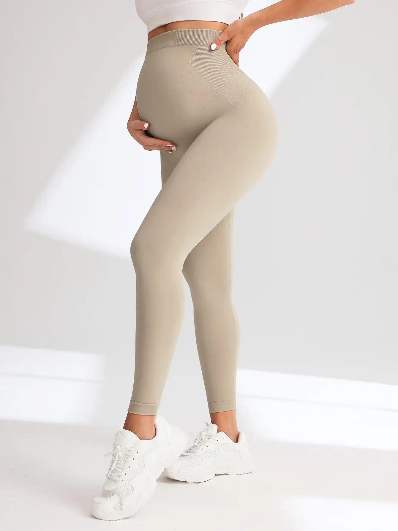 Maternity Support Leggings - Seamless High-Waisted Yoga Pants