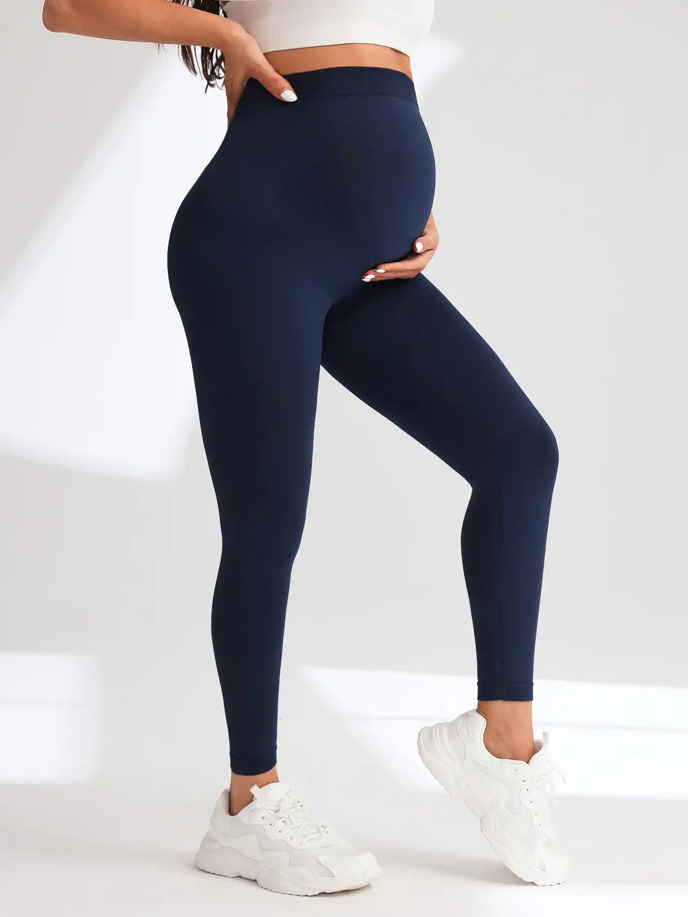 Maternity Support Leggings - Seamless High-Waisted Yoga Pants