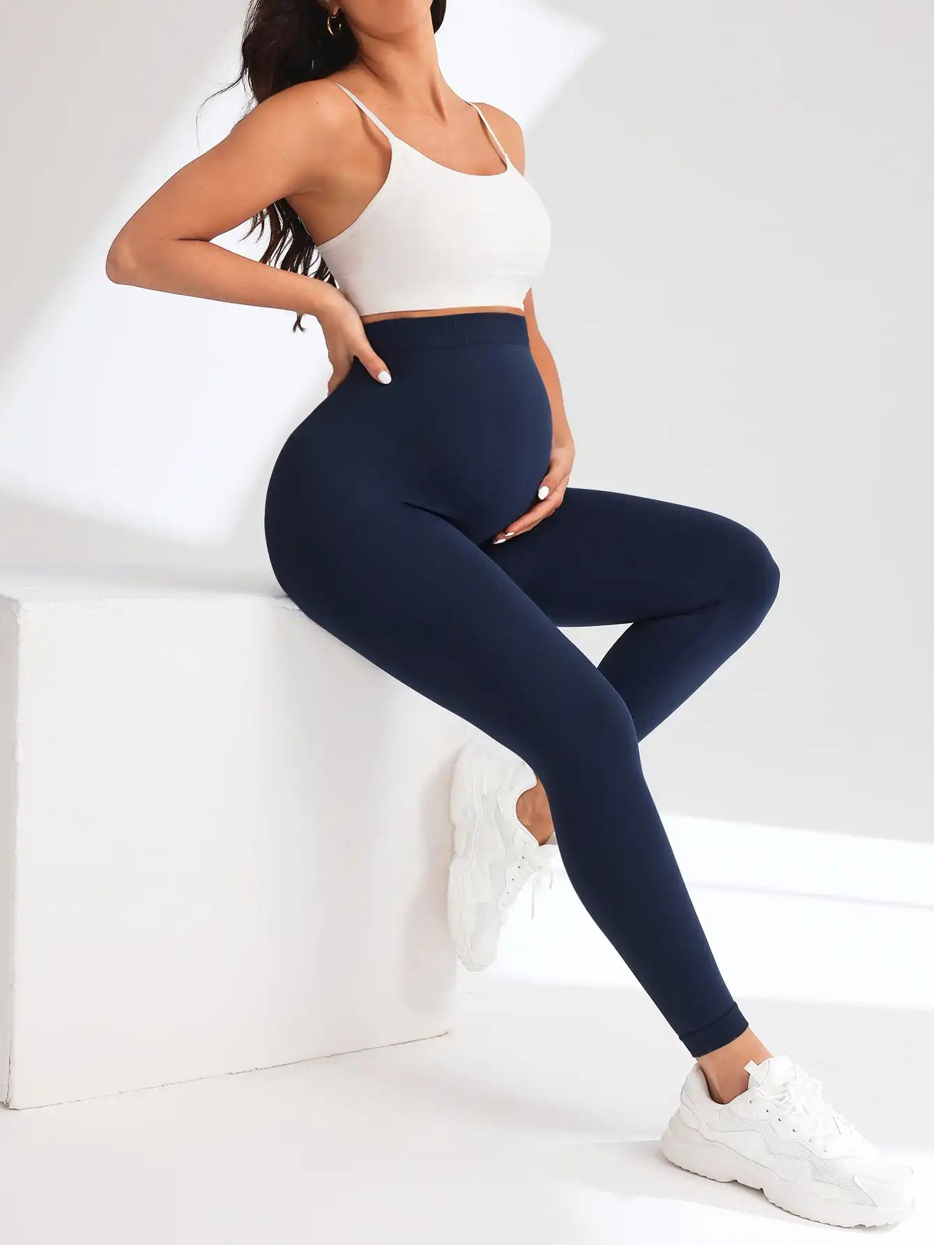 Maternity Support Leggings - Seamless High-Waisted Yoga Pants