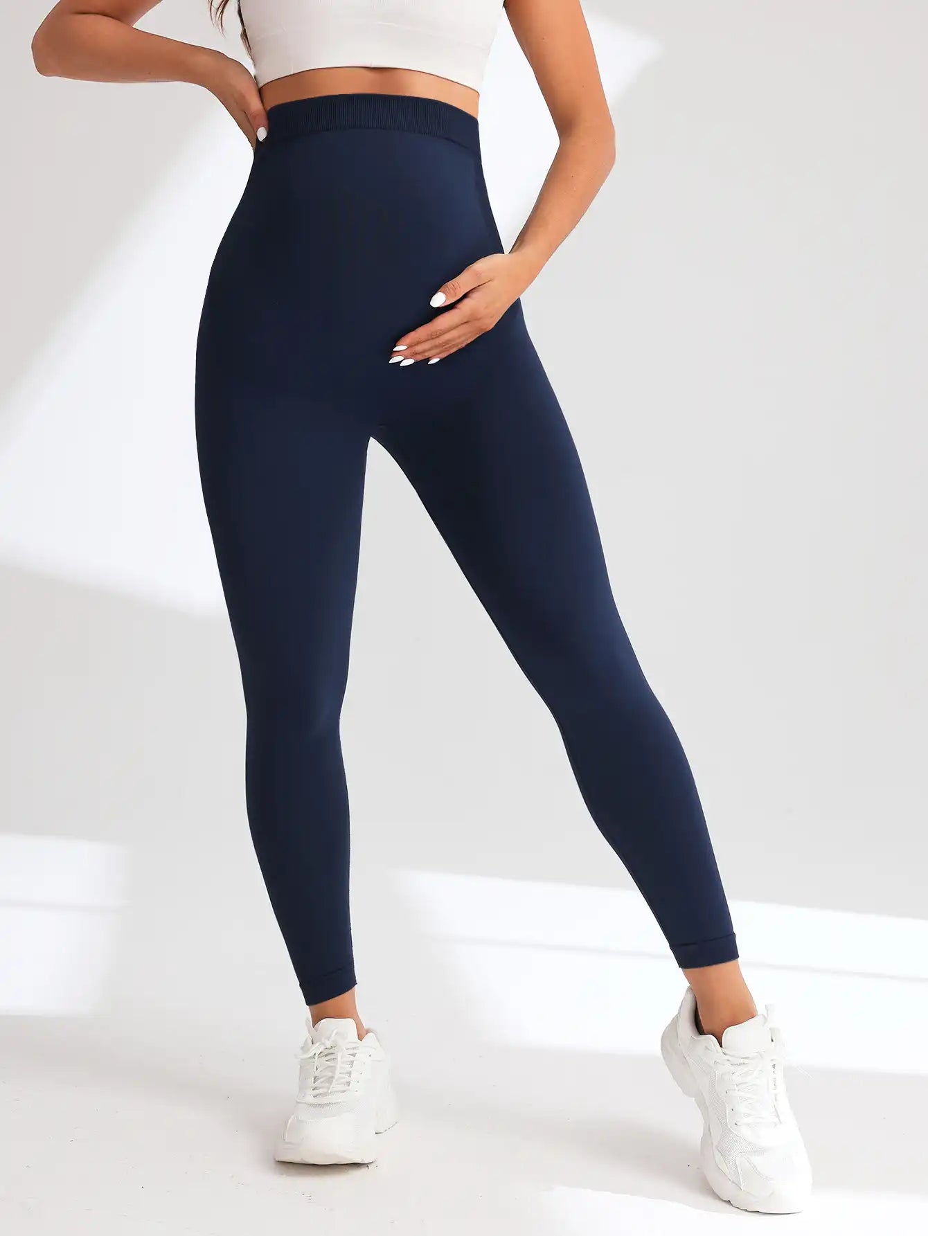 Maternity Support Leggings - Seamless High-Waisted Yoga Pants