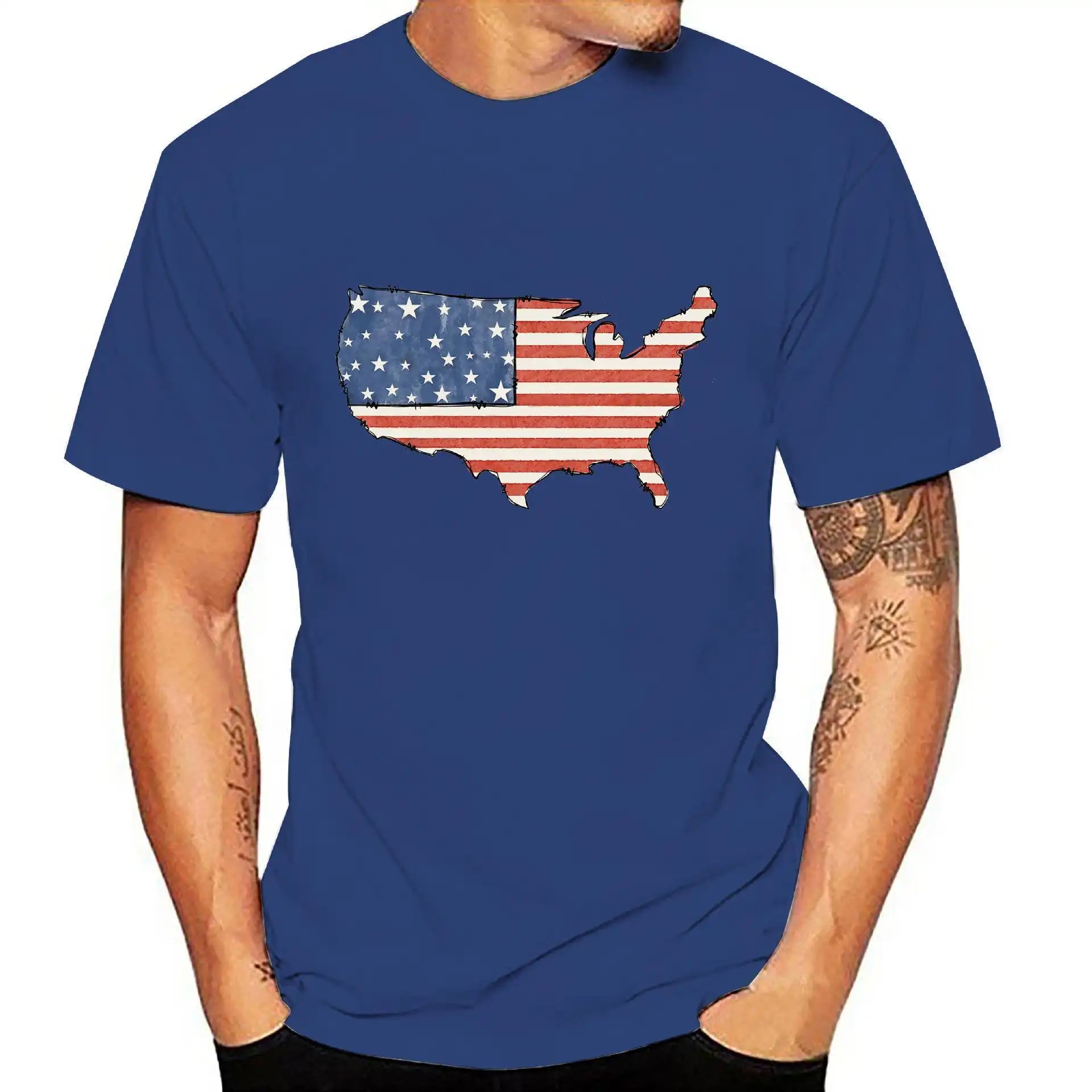 Men's 4th of July Patriotic T-Shirt - 3D American Flag Print & Lightweight Streetwear