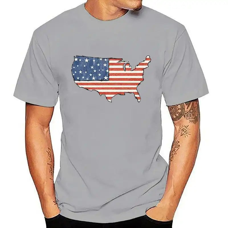 Men's 4th of July Patriotic T-Shirt - 3D American Flag Print & Lightweight Streetwear