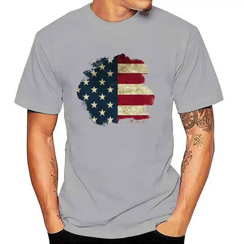 Men's 4th of July Patriotic T-Shirt - 3D American Flag Print & Lightweight Streetwear