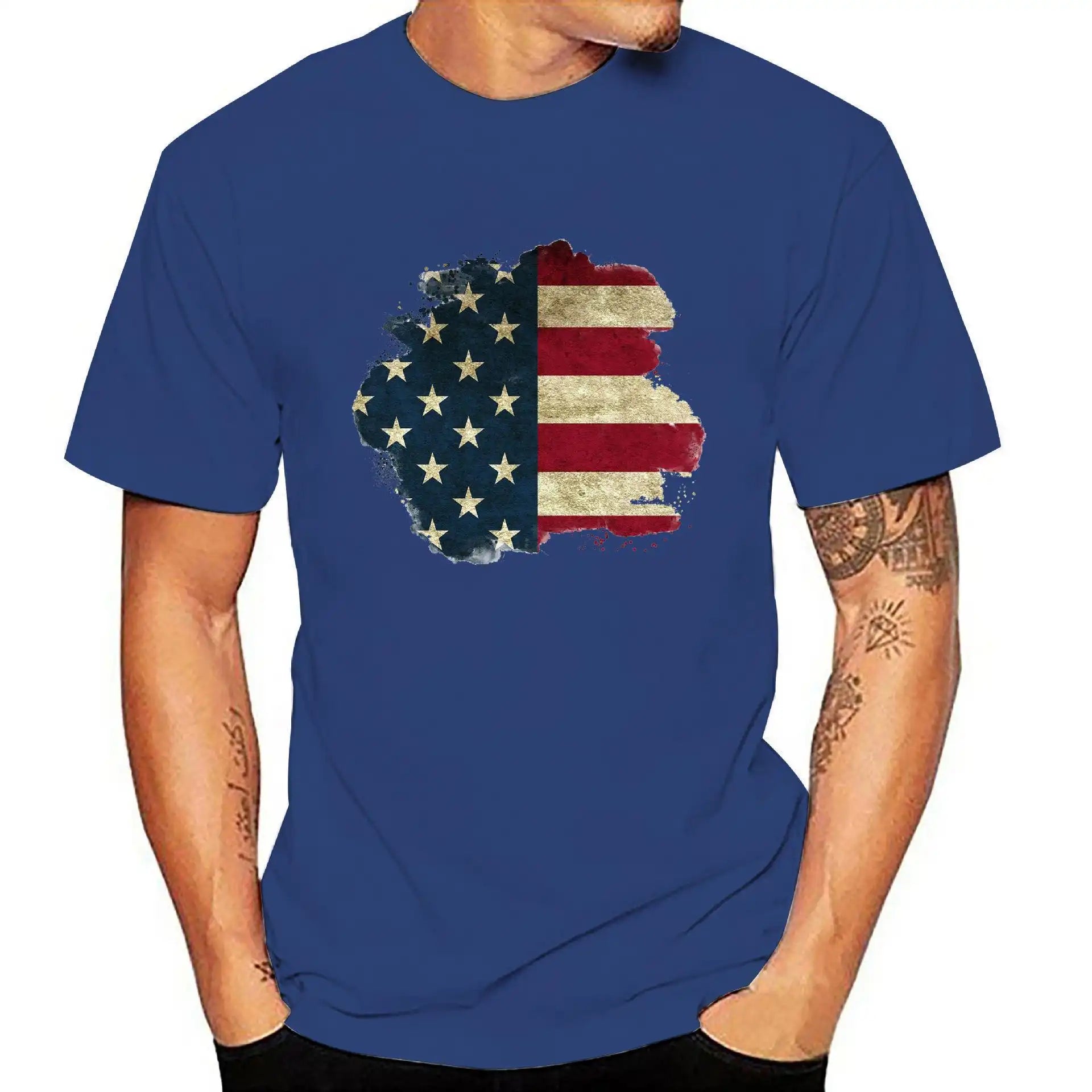 Men's 4th of July Patriotic T-Shirt - 3D American Flag Print & Lightweight Streetwear
