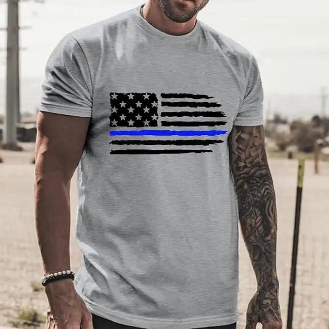 Men's 4th of July Patriotic T-Shirt - 3D American Flag Print & Lightweight Streetwear