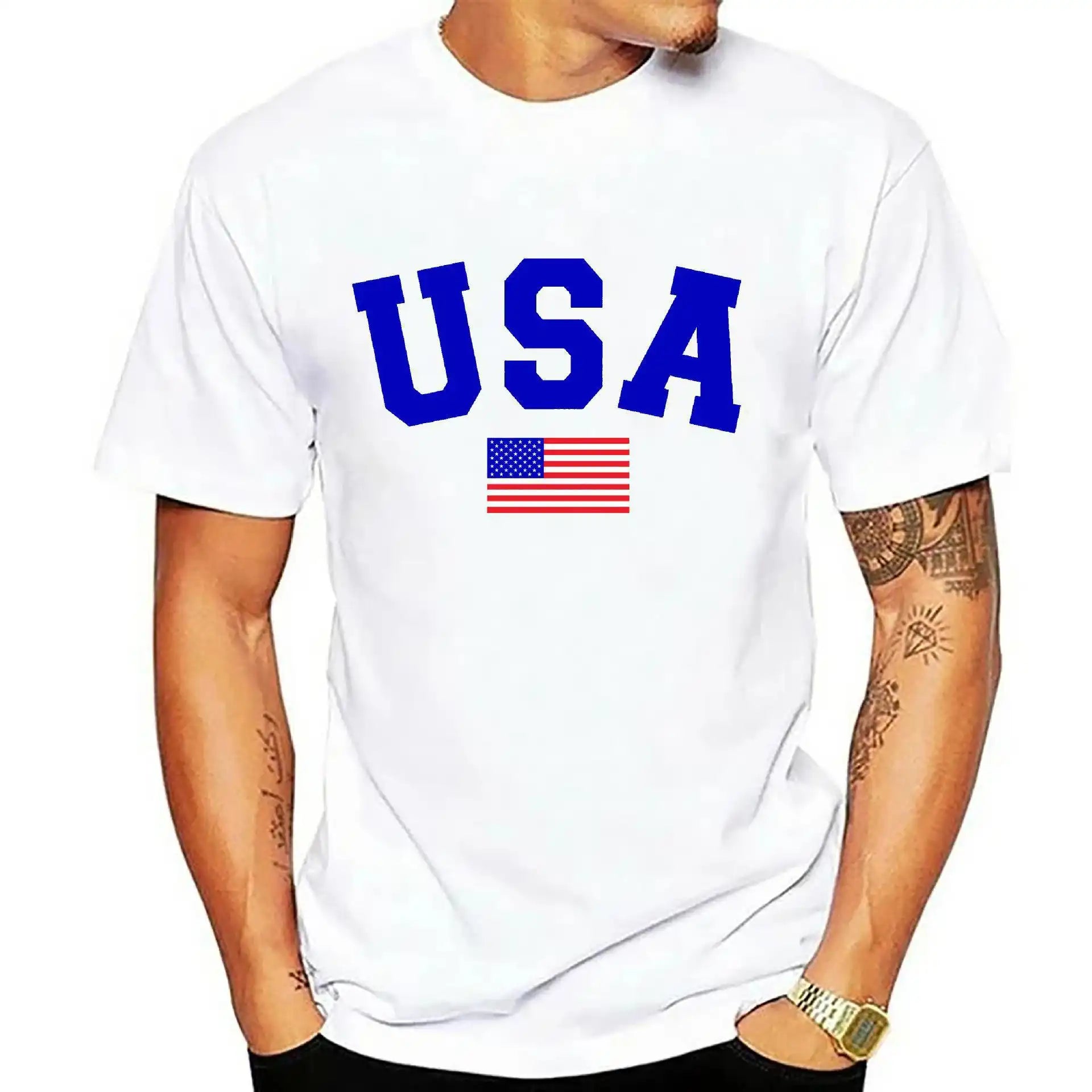 Men's 4th of July Patriotic T-Shirt - 3D American Flag Print & Lightweight Streetwear