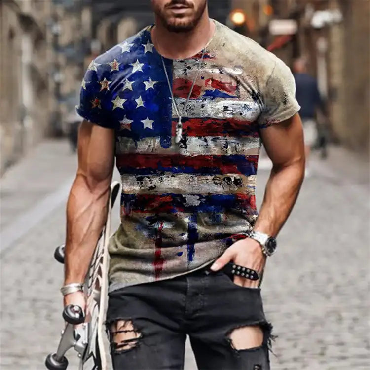 🔥 Men's Eagle & American Flag Premium T-Shirt - Patriotic Design