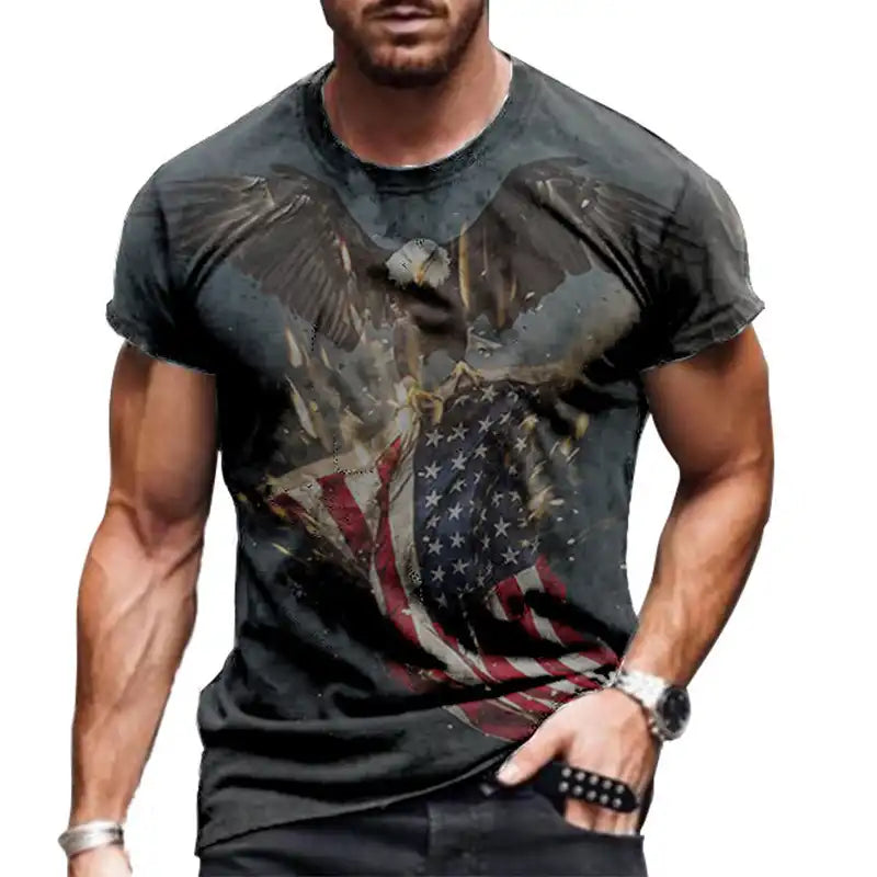 🔥 Men's Eagle & American Flag Premium T-Shirt - Patriotic Design