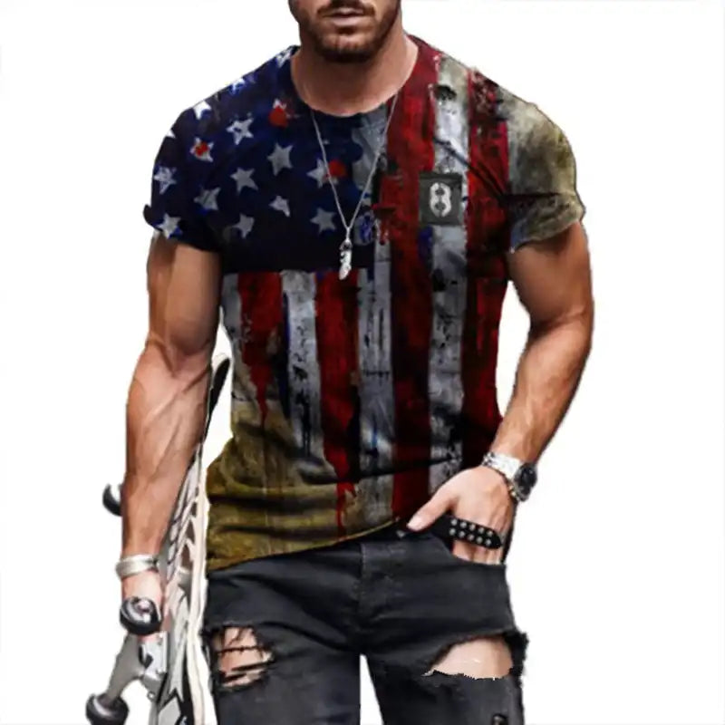 🔥 Men's Eagle & American Flag Premium T-Shirt - Patriotic Design