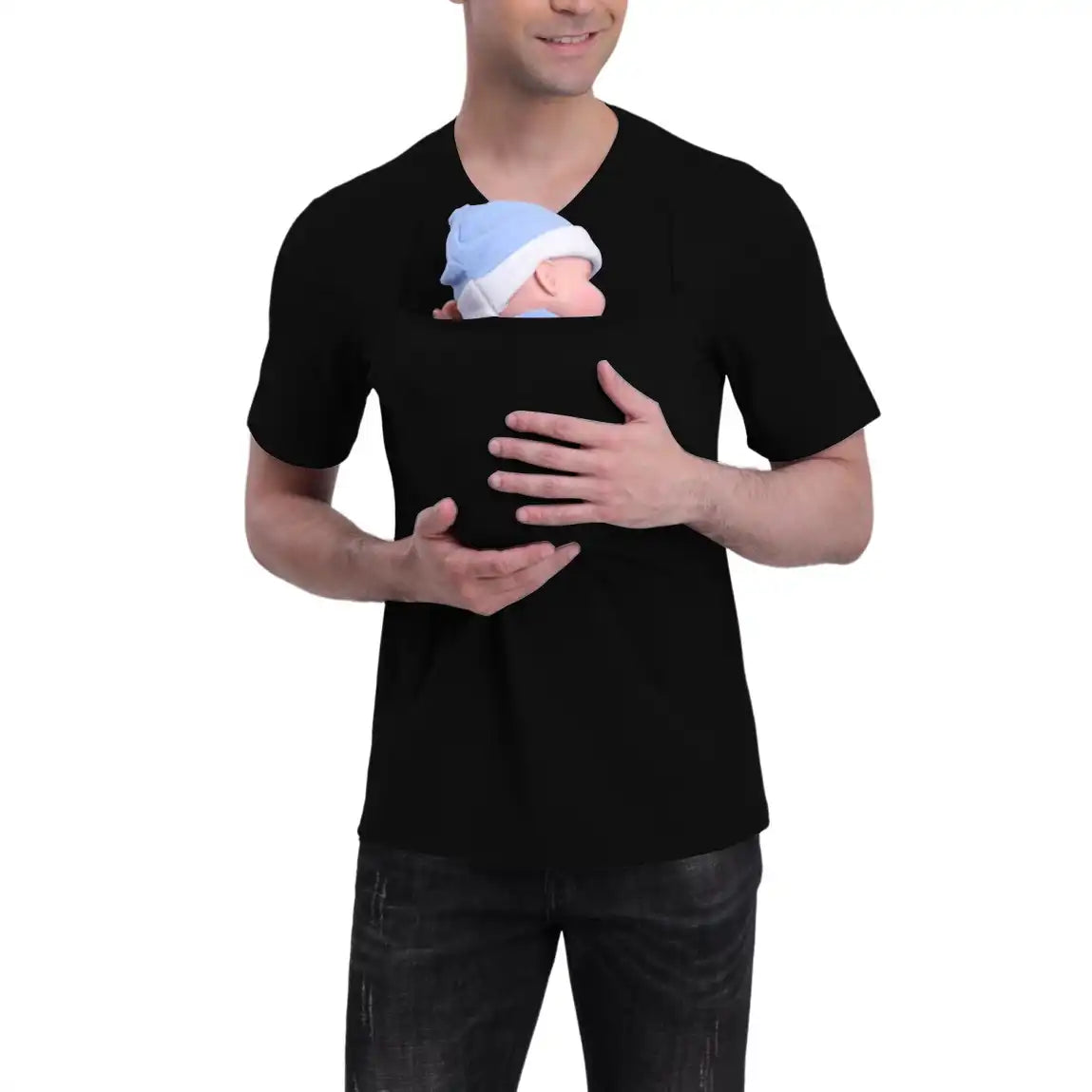 Men's Kangaroo Pocket Baby Carrier Shirt - V-Neck Bonding Tee