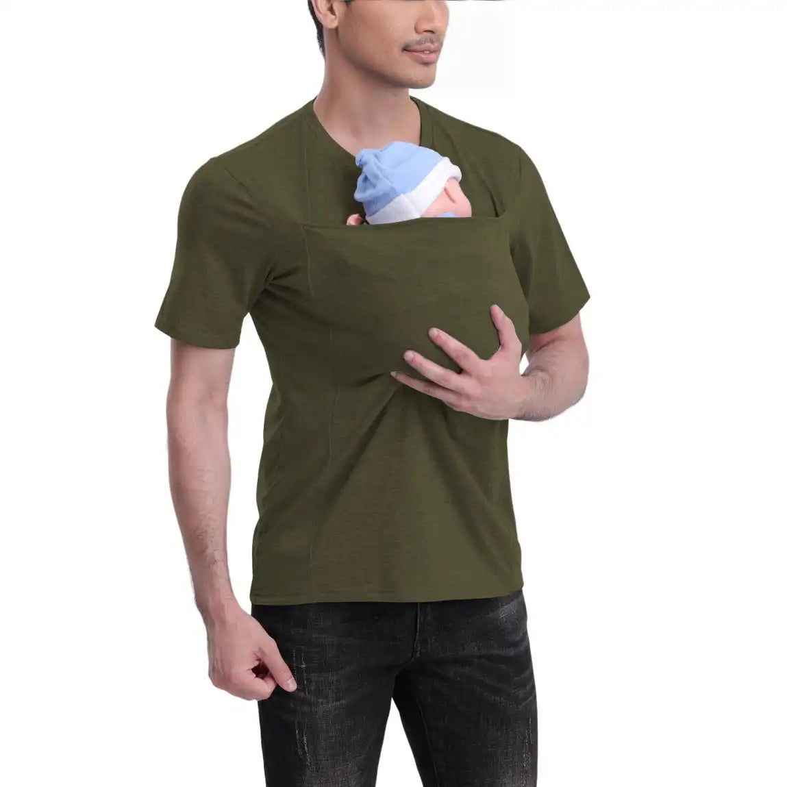 Men's Kangaroo Pocket Baby Carrier Shirt - V-Neck Bonding Tee
