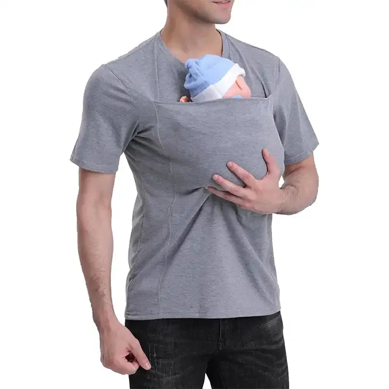 Men's Kangaroo Pocket Baby Carrier Shirt - V-Neck Bonding Tee