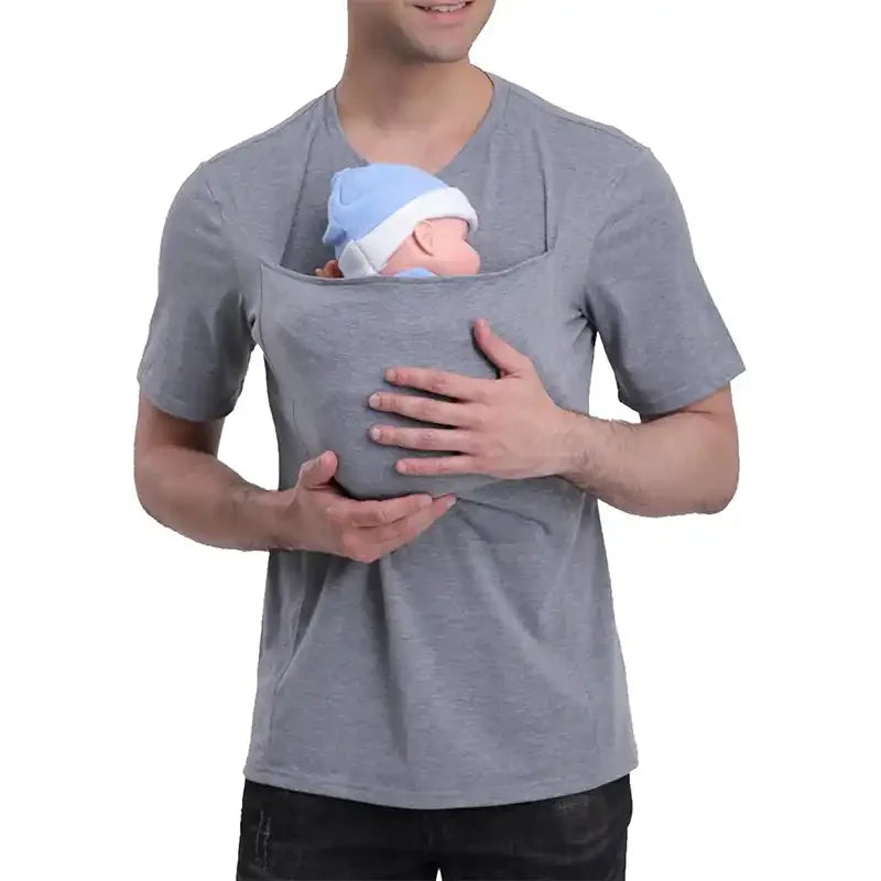 Men's Kangaroo Pocket Baby Carrier Shirt - V-Neck Bonding Tee