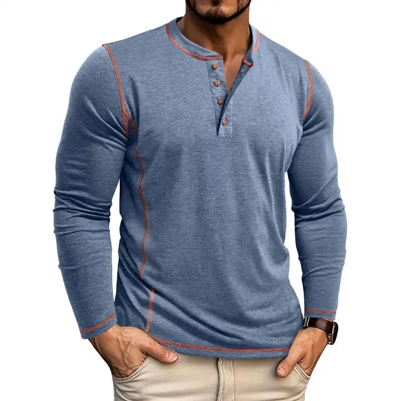 Men's Lightweight Henley Shirt: 4-Button Long Sleeve
