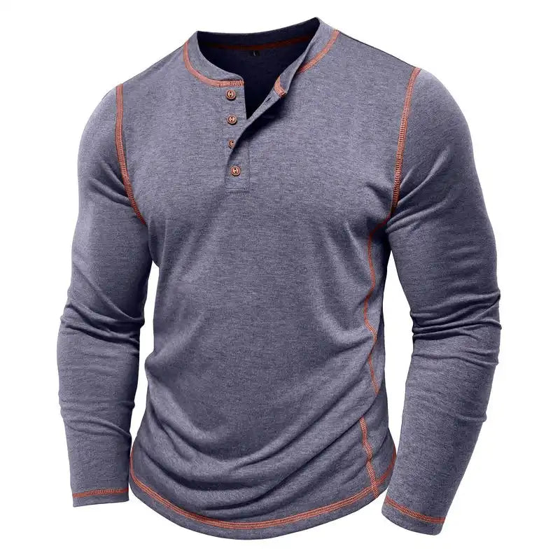 Men's Lightweight Henley Shirt: 4-Button Long Sleeve