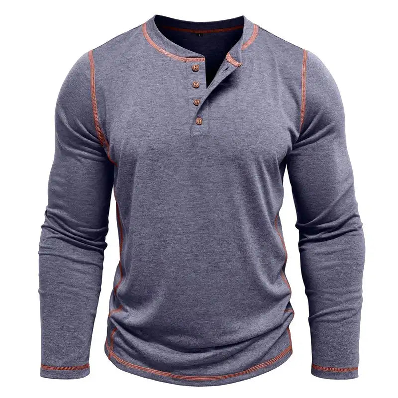 Men's Lightweight Henley Shirt: 4-Button Long Sleeve