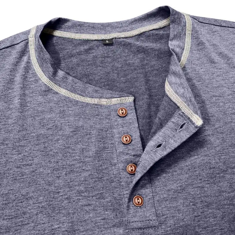 Men's Lightweight Henley Shirt: 4-Button Long Sleeve
