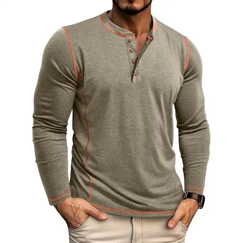 Men's Lightweight Henley Shirt: 4-Button Long Sleeve
