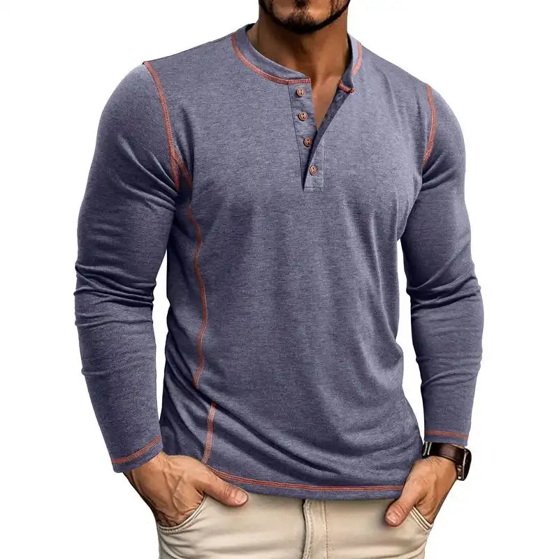Men's Lightweight Henley Shirt: 4-Button Long Sleeve