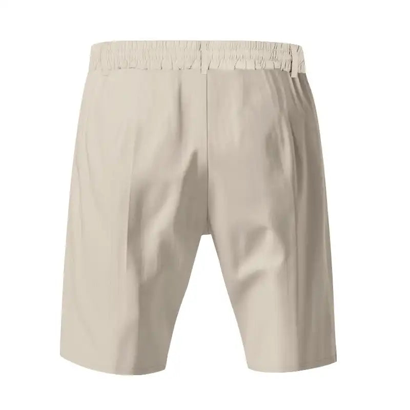 Men's Linen Summer Shorts - Elastic Drawstring Waist, Straight Leg