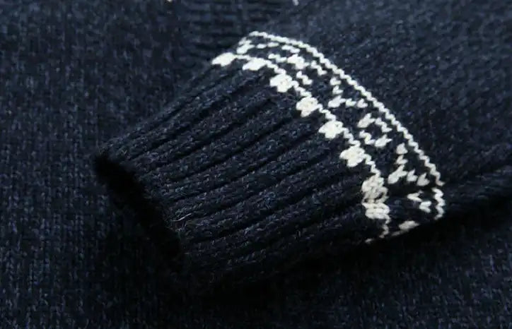 Men's Norwegian Knit Jacket - Stand Collar Zip-Front Cardigan/M-5XL