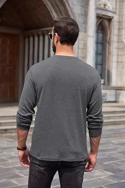 Men's Pocket Henley T-Shirt - Long Sleeve Classic