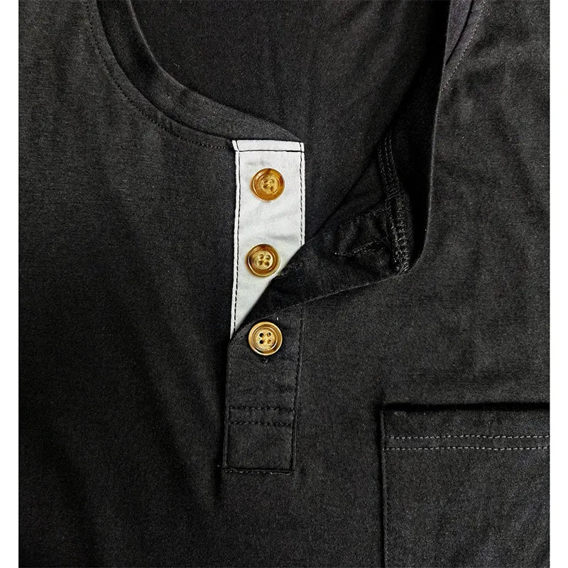 Men's Pocket Henley T-Shirt - Long Sleeve Classic