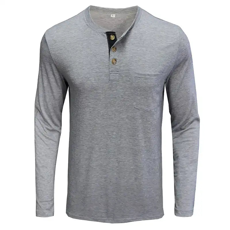 Men's Pocket Henley T-Shirt - Long Sleeve Classic