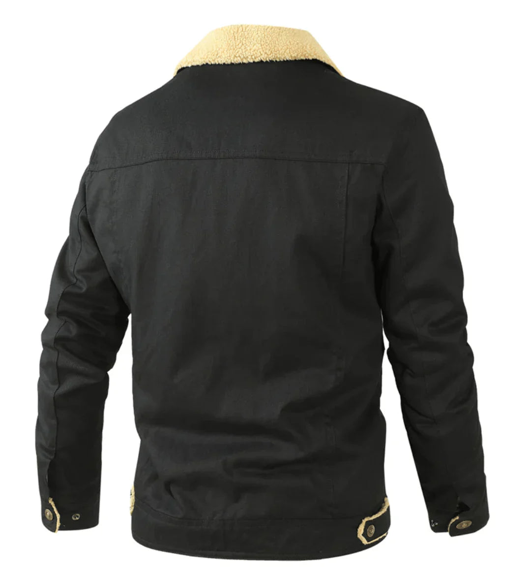 Men's Sherpa-Lined Bomber Jacket - Windproof Fleece Coat | Cargo Pockets