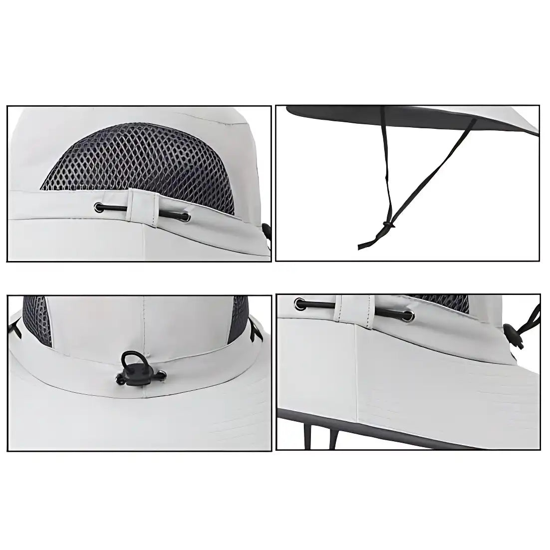 Men's Solar Fan Wide Brim Sun Hat - Windproof Strap, UV Protection, Breathable Mesh