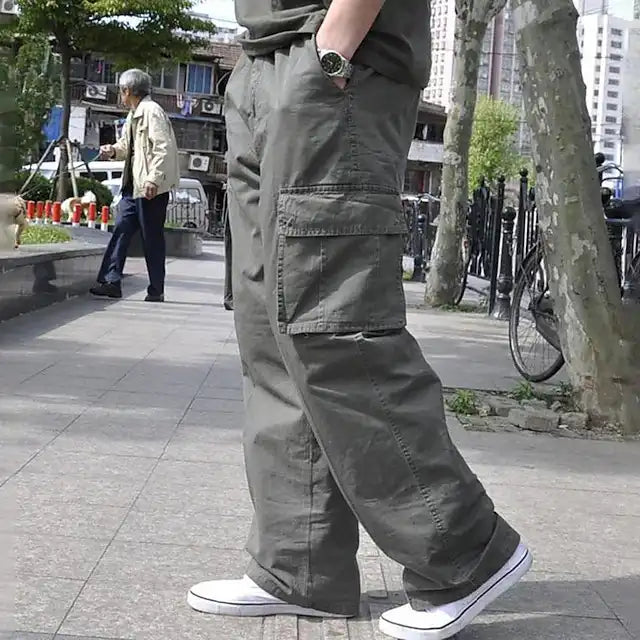 Men's Summer Cotton Cargo Pants - Oversized, High Waist
