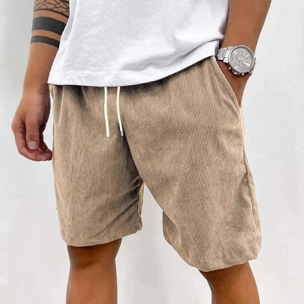 Men's Summer Shorts Ribbed Corduroy Drawstring Shorts