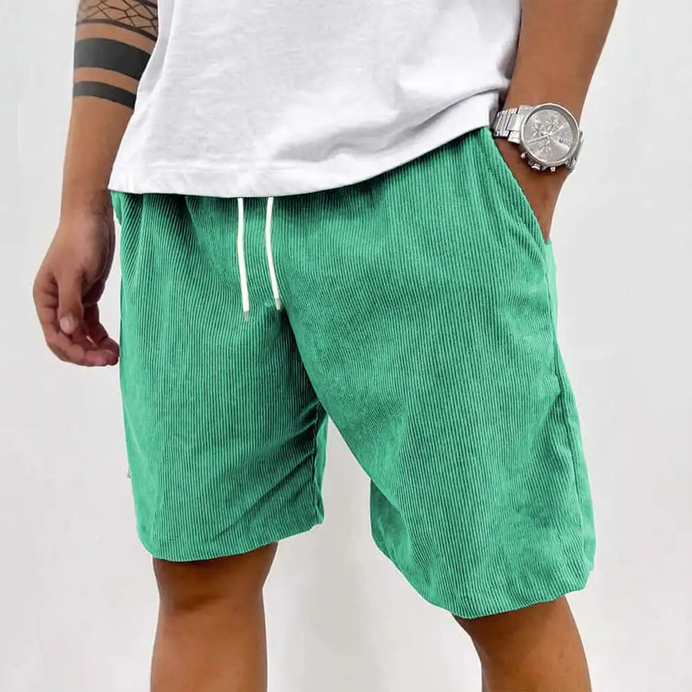 Men's Summer Shorts Ribbed Corduroy Drawstring Shorts