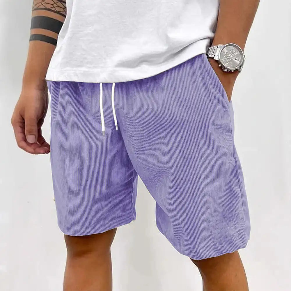 Men's Summer Shorts Ribbed Corduroy Drawstring Shorts