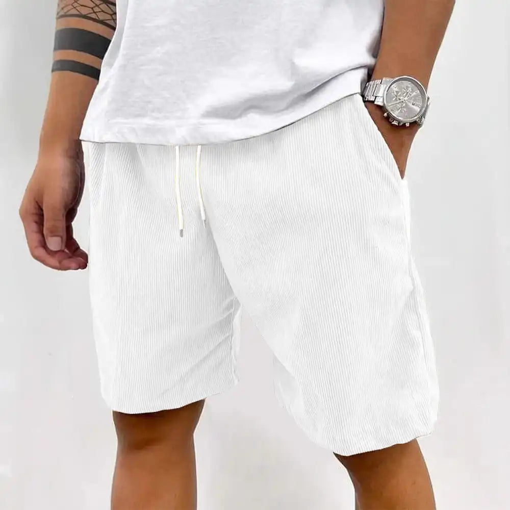Men's Summer Shorts Ribbed Corduroy Drawstring Shorts