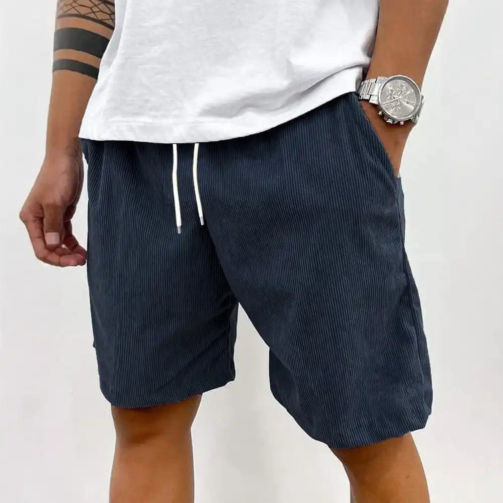 Men's Summer Shorts Ribbed Corduroy Drawstring Shorts