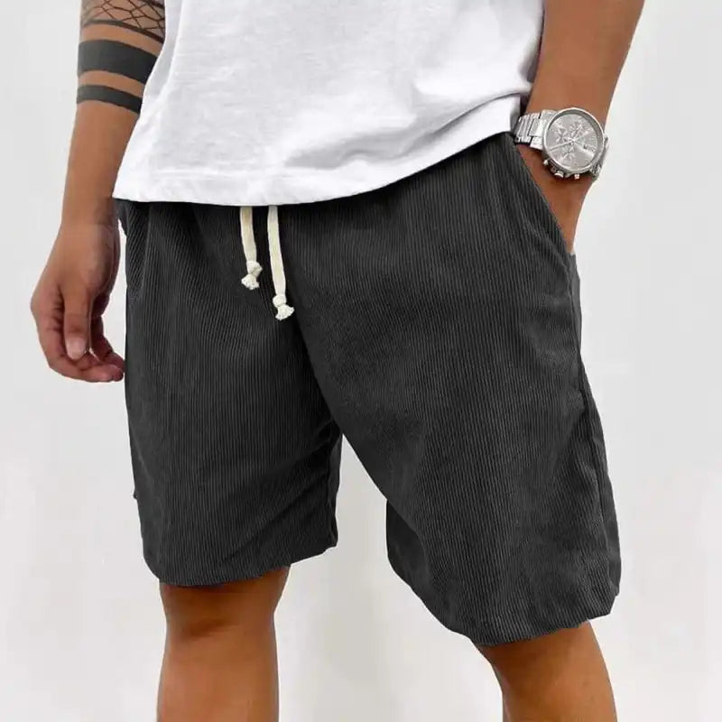 Men's Summer Shorts Ribbed Corduroy Drawstring Shorts
