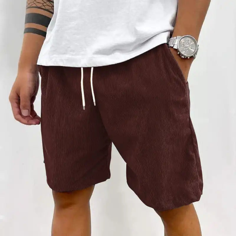 Men's Summer Shorts Ribbed Corduroy Drawstring Shorts