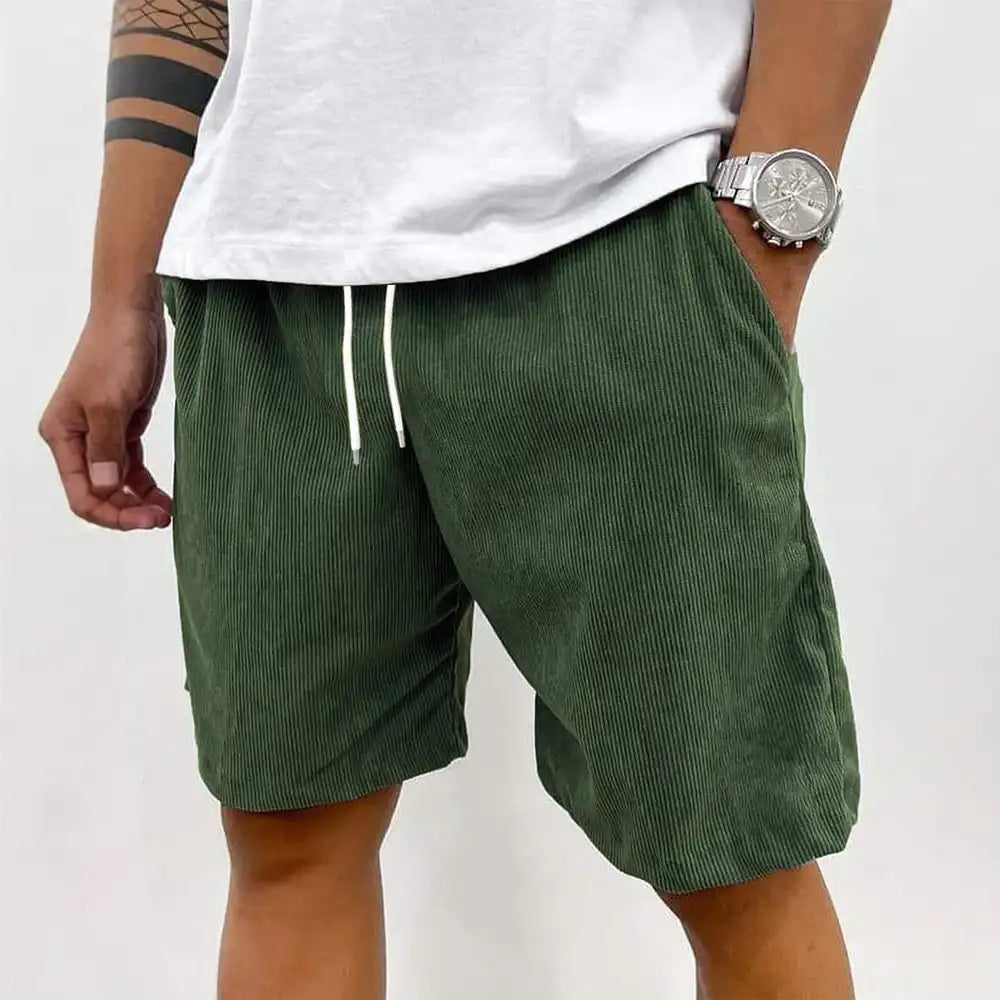 Men's Summer Shorts Ribbed Corduroy Drawstring Shorts