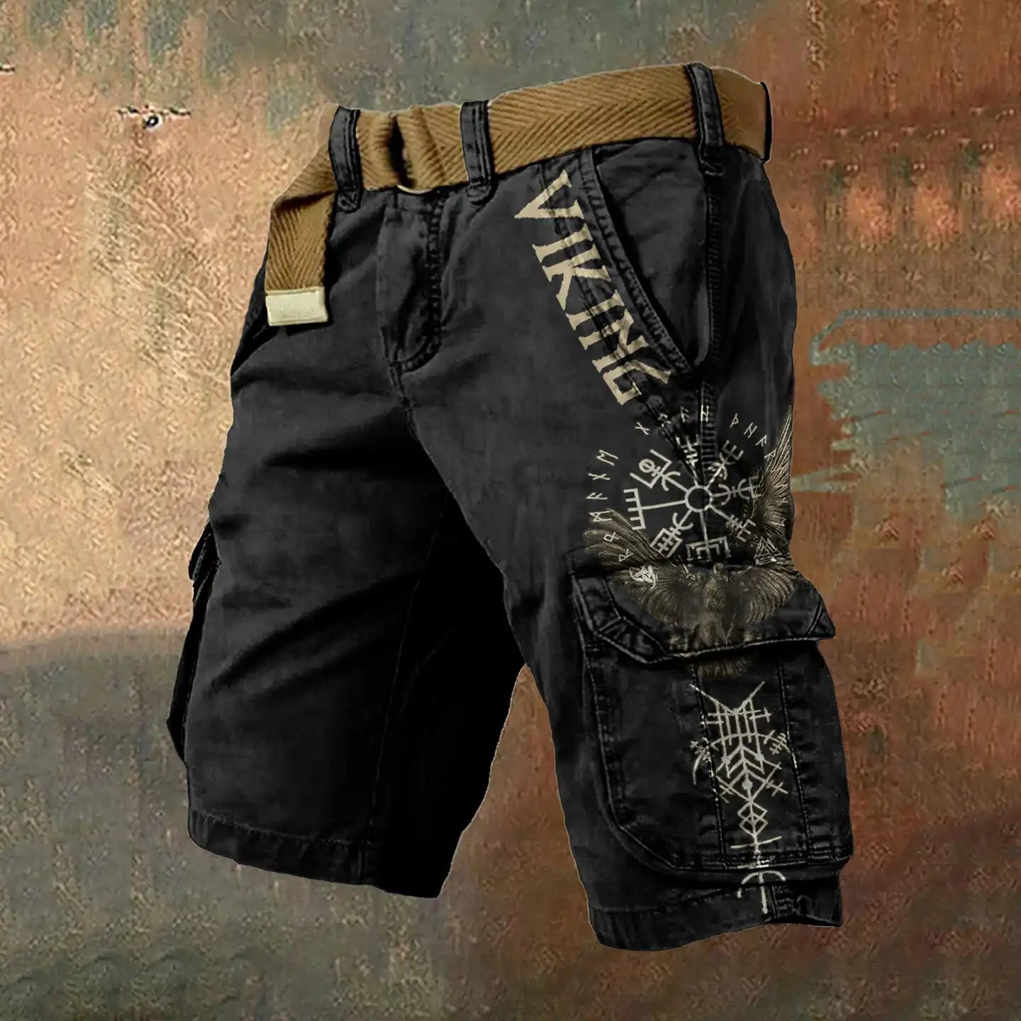 Men's Viking Runes Pattern Cargo Shorts