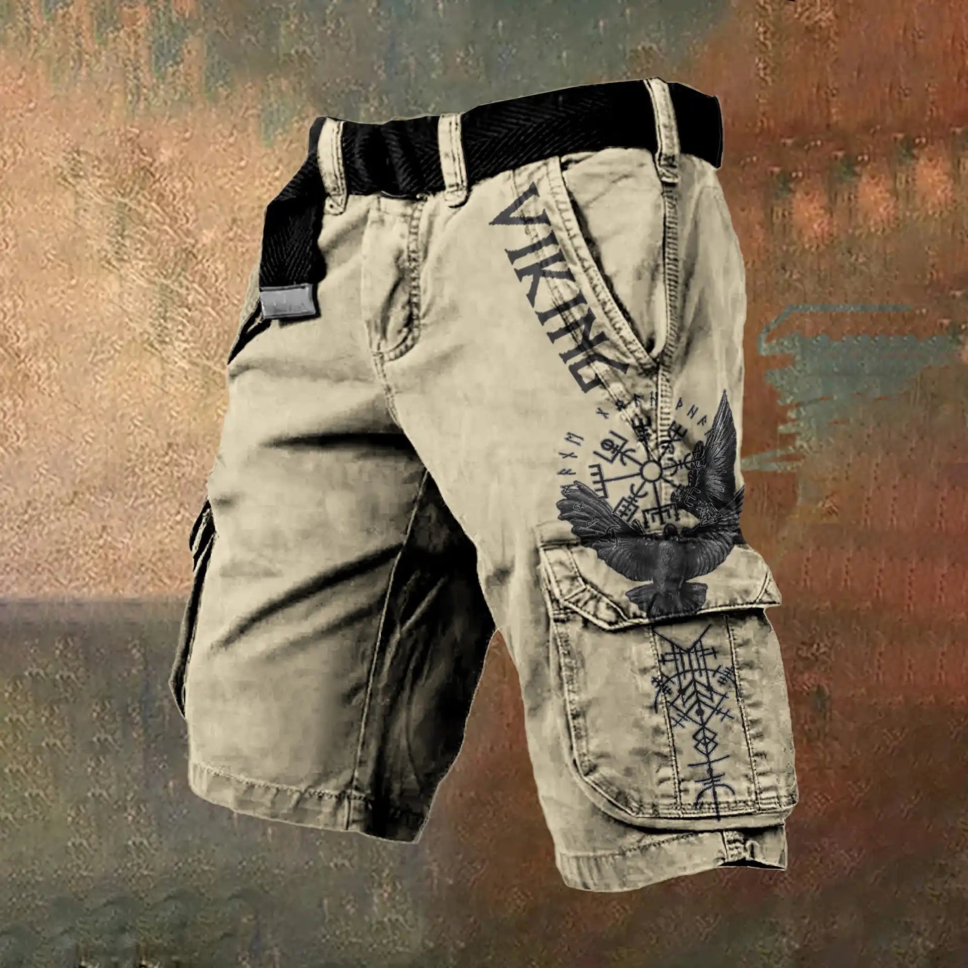 Men's Viking Runes Pattern Cargo Shorts