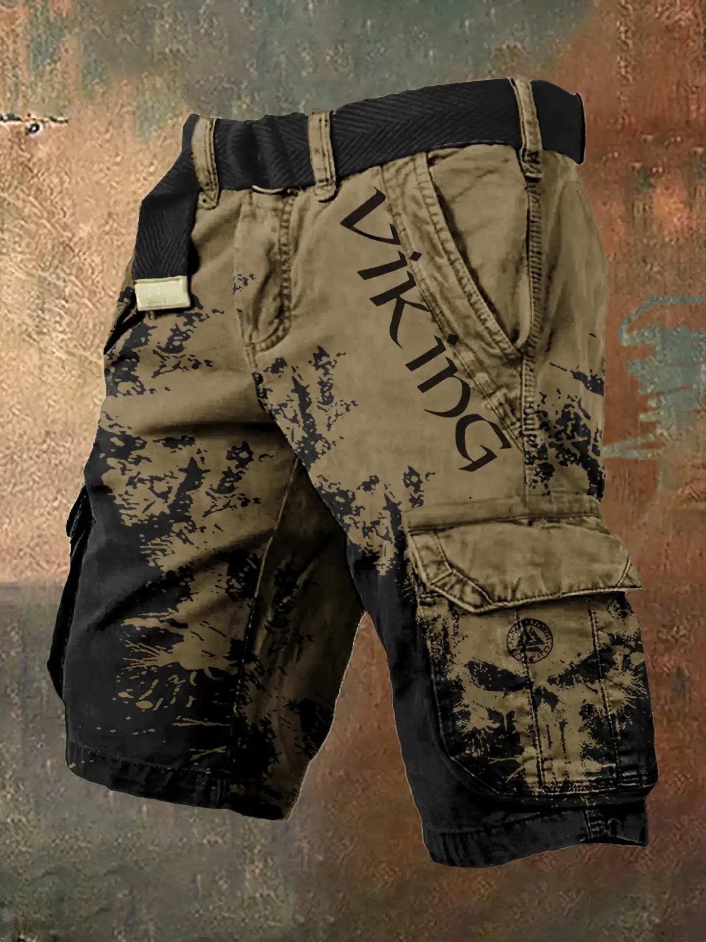 Men's Viking Skull Print Cargo Shorts