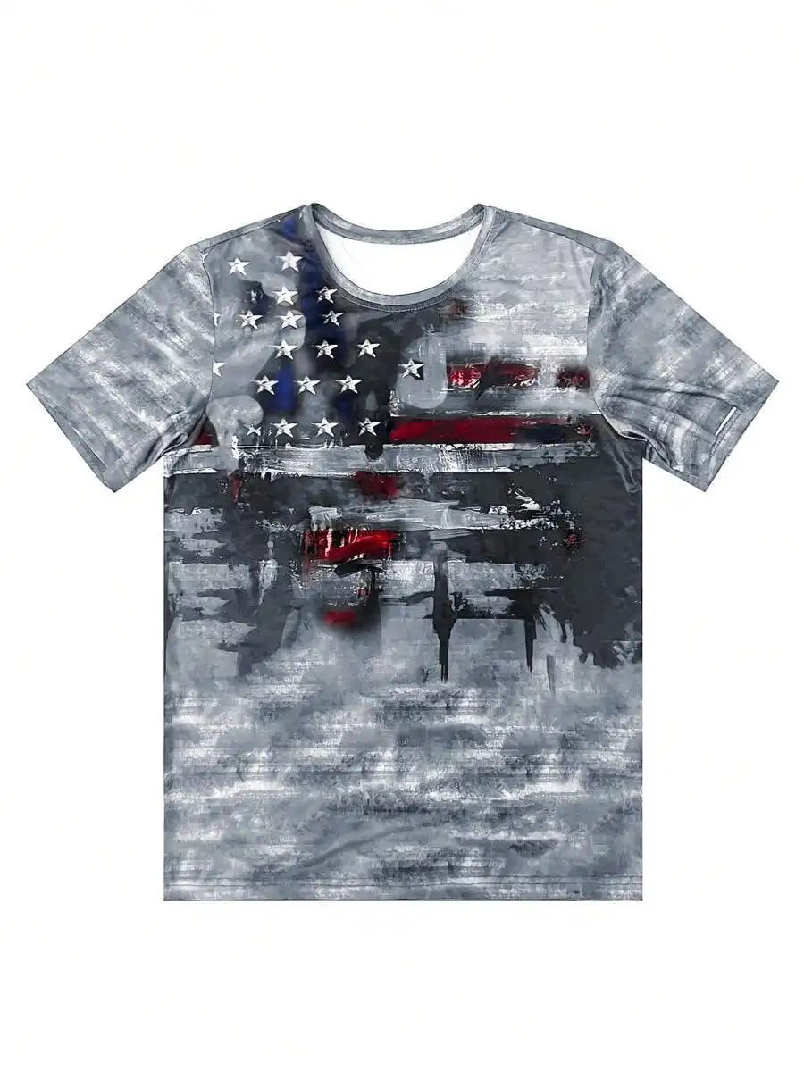 Men's Vintage American Flag 3D Print T-Shirt