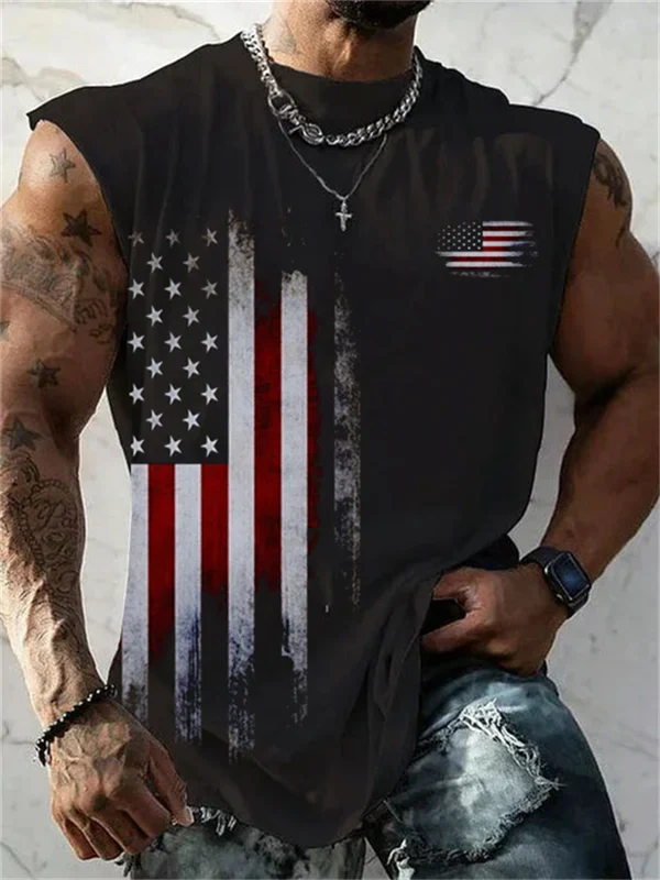 Men's Vintage Independent Flag Print Tank Top