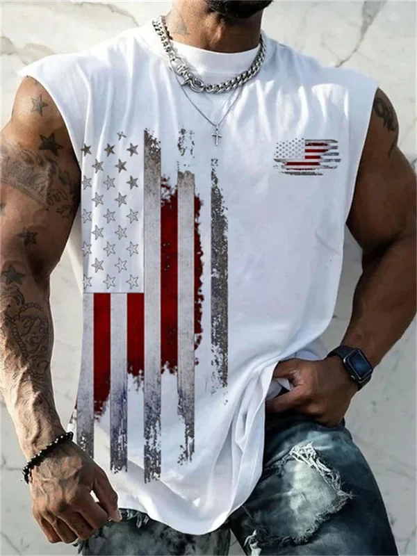 Men's Vintage Independent Flag Print Tank Top