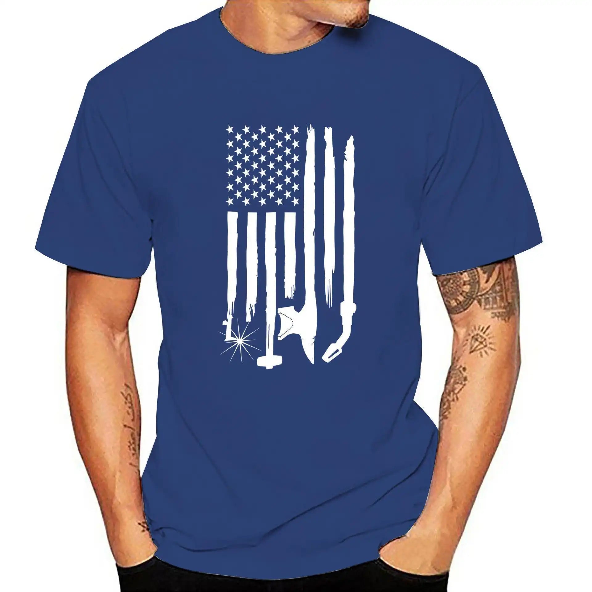Men's Vintage Patriotic T-Shirt - 4th of July American Flag Design, Muscle Fit