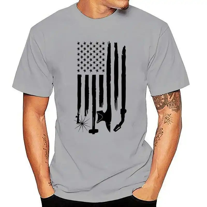 Men's Vintage Patriotic T-Shirt - 4th of July American Flag Design, Muscle Fit